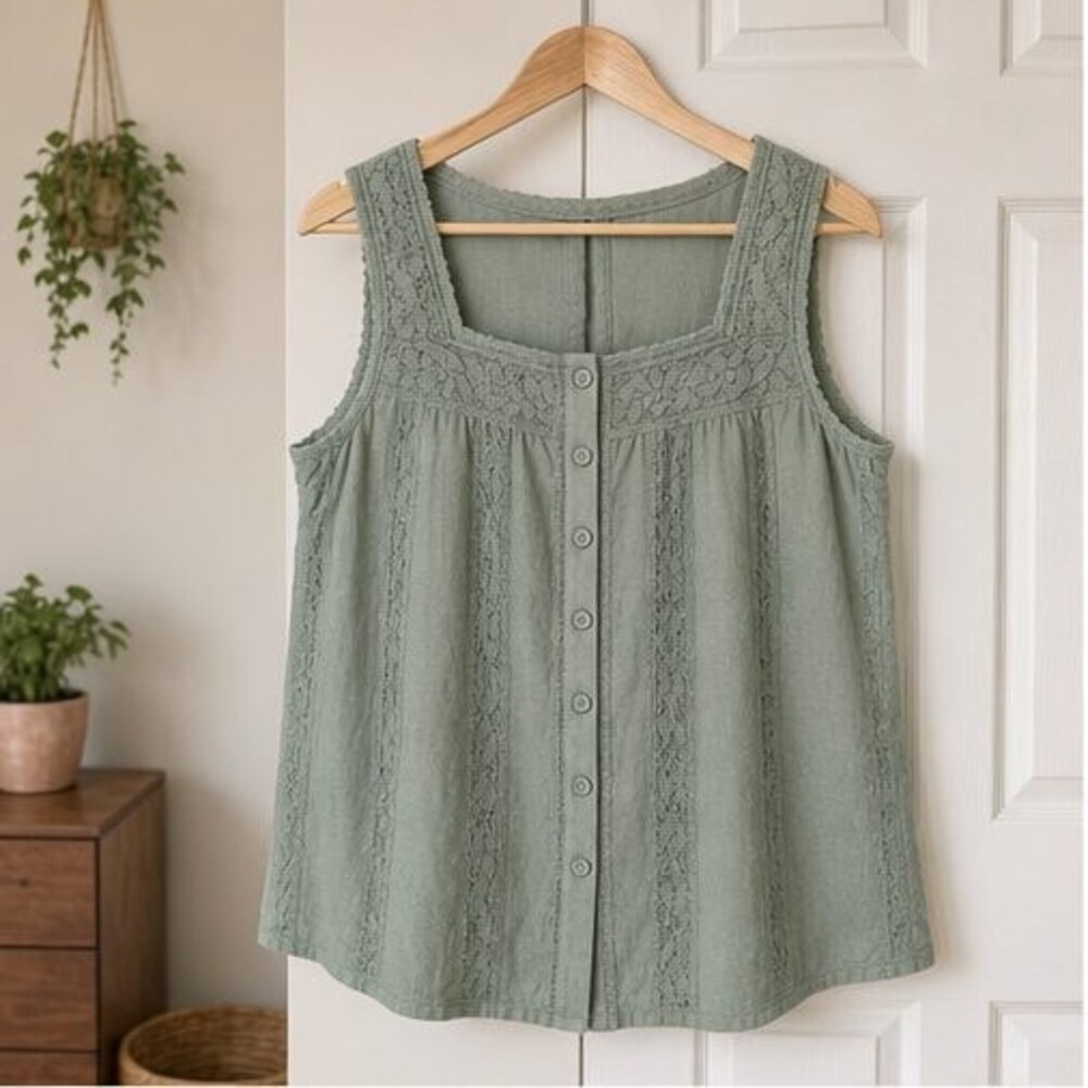Sage Smocked Top